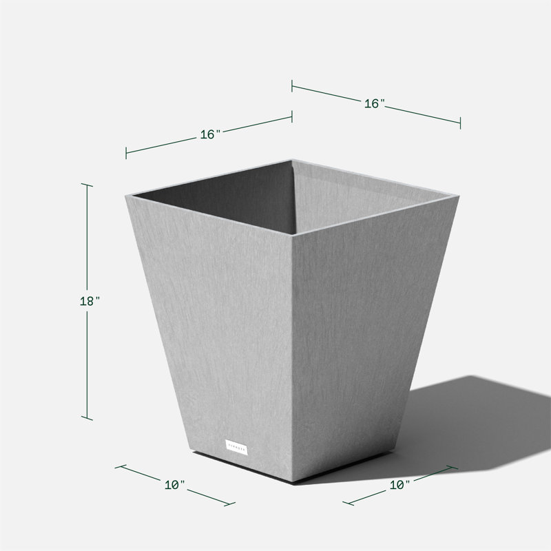 Nobleton Modern Gray 18" Square Recycled Plastic Planter Set