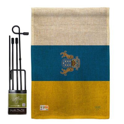 Canary Islands the World Nationality Impressions 2-Sided Burlap 19 x 13 in. Flag Set -  Breeze Decor, BD-CY-GS-108375-IP-DB-D-US15-BD