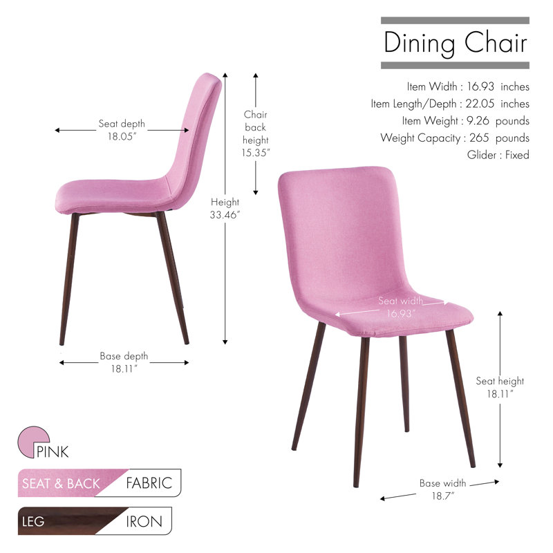 46cm H Fabric Upholstered Side Chair, Pink