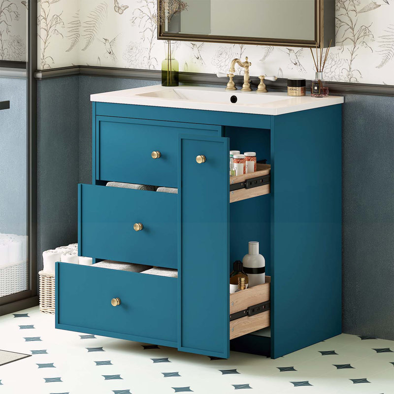 Meuble-lavabo moderne avec plusieurs caractéristiques pour un rangement et un style idéaux