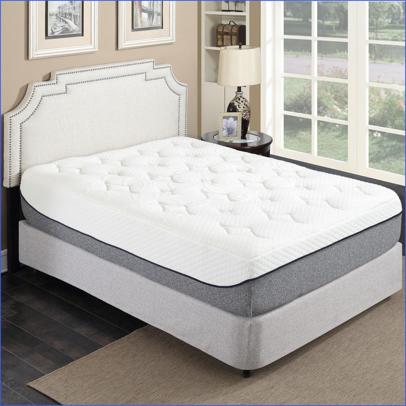 Mattresses, Queen 13 in. Medium Gel Memory Foam Mattress with Double Jacquard Cover | Polyester | Grey+White, Queen