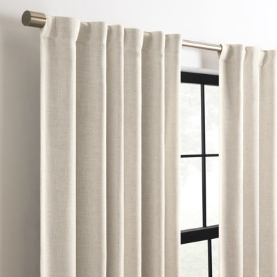 Eclipse Duke Linen Curtain Absolute Zero Blackout Curtain, 50 Inch x 84 Inch, Thermal Curtain, Insulated, Blackout Curtain for Bedroom or Living Room Curtain, 1 Panel, Natural