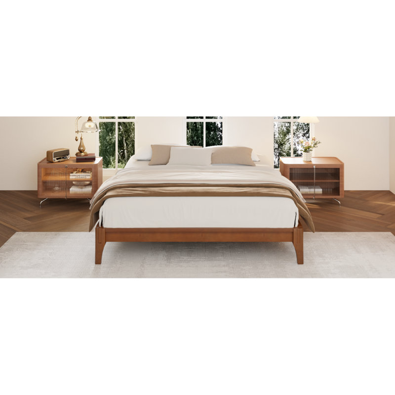 12 Inch King Size Solid Dry Bamboo Wood Platform Bed Frame, With Wood Slat Support, No Box Spring Needed, Easy Assembly