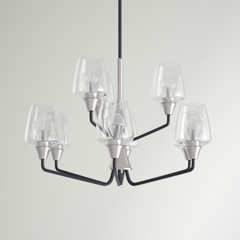 Roseta 9 - Light Dimmable Classic / Traditional Chandelier, Black/Satin Nickel