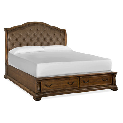 Darlane Vegan Leather Sleigh Storage Bed
