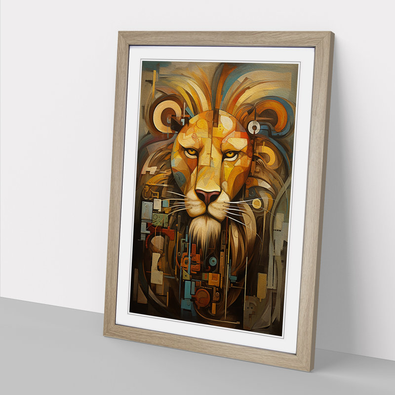 Lion Dadaism Art - Framed Print, Oak Framed, 34cm H x 25cm W x 2cm D