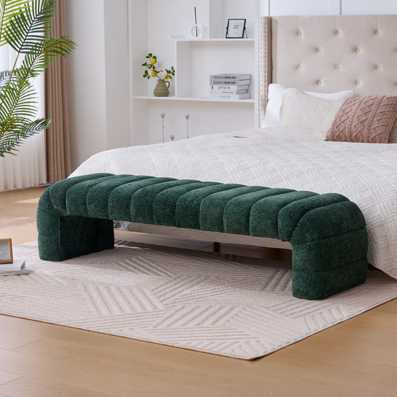 Banc rembourré moderne de 69,7 po de largeur, Vert