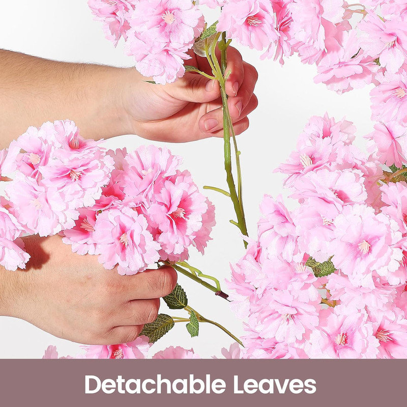 Arbre de fleurs de cerisier artificiel rose de 5 à 7 pi avec tronc réaliste, fleurs en soie et pot de chambre de bébé