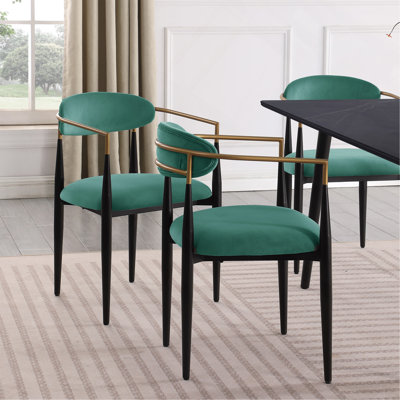 Ensemble de chaises rembourrées en tissu vert 2 pièces Modern Contemporary