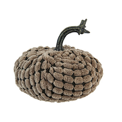 Set Of 3, 4.8X4.8X4.8"H Chenille Weighted Pumpkin-Dark Brown, Pumpkin Ornament Decor For Holiday Harvest Festival Fall Festival & Thanksgiving