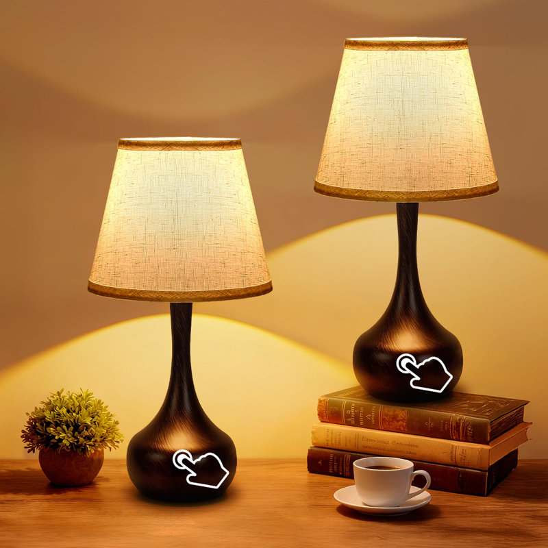 Touch-Control Bedside Lamp Set (2-Piece), Three-Level Dimming Design for Bedrooms, Desks, Living Rooms, and Coffee Tables