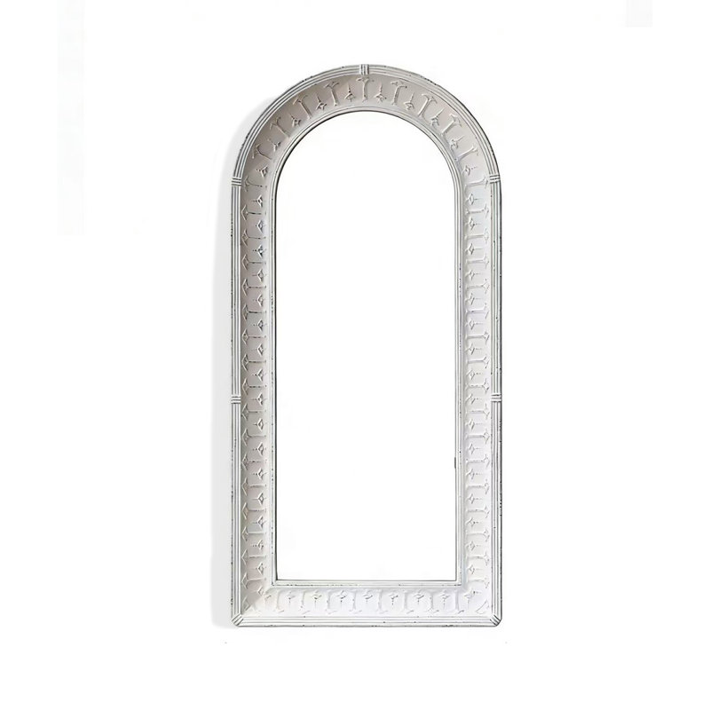 French Vintage Ironwork Arched Engraved Full-Length Mirror