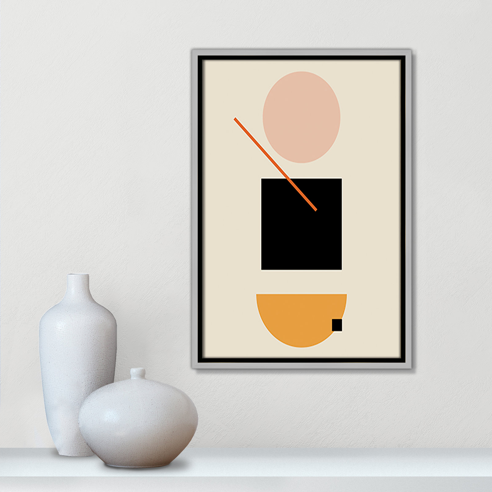 Simple Shapes Print, 19.5" H x 13.5" W x 2" D, Silver Framed