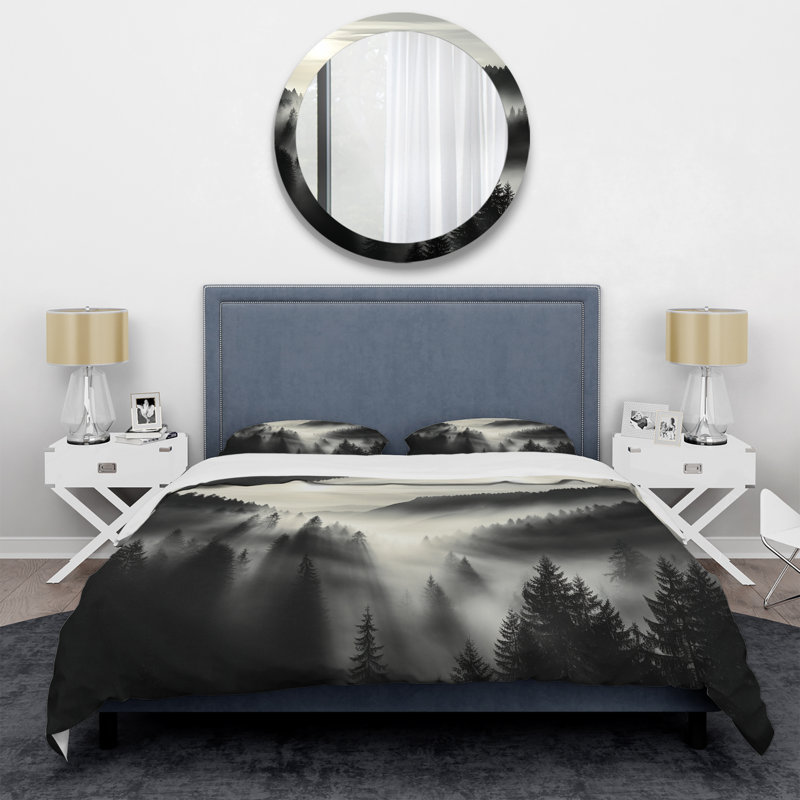Ensemble de housse de couette Mysterious Misty Mountain Morning - Minimalisme