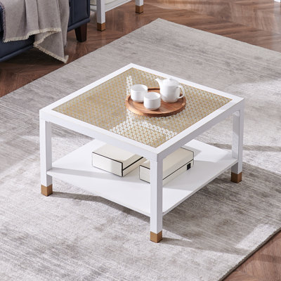 Table basse en verre avec rangement
