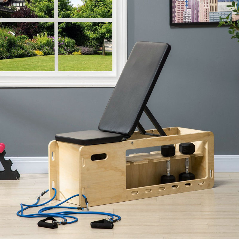 Banc de musculation réglable Soozier, banc d'entraînement avec corde de résistance pour support de rangement, banc de levage inclinable