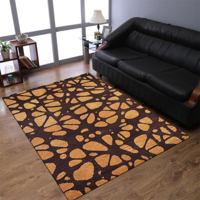Dowyne Hand Tufted Wool Eco-Friendly Area Rugs - Rectangle, Brown Beige Color, Contemporary Modern Design, High Pile Thick Handmade Anti Skid Area Rugs for Living Room, Bed Room