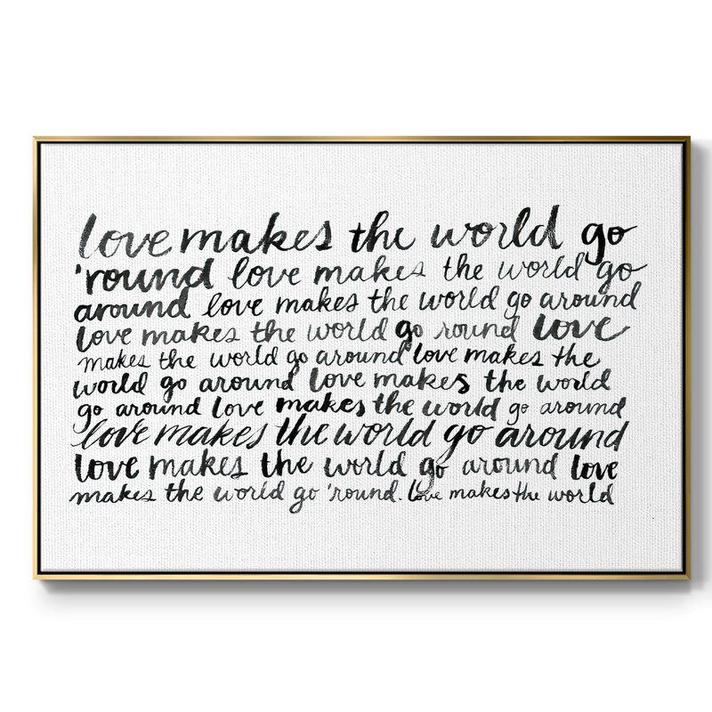 Écriture avec amour II, reproduction d'art sur toile, H 17 po x l 25 po x P 2 po, Or