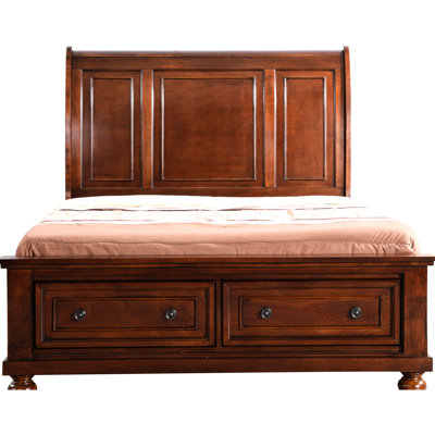 Full Bed With Rich Cherry Finish Vigour - Construction For Mattress Stability Timeless Wooden Design Bedroom Charming In Durableness Support