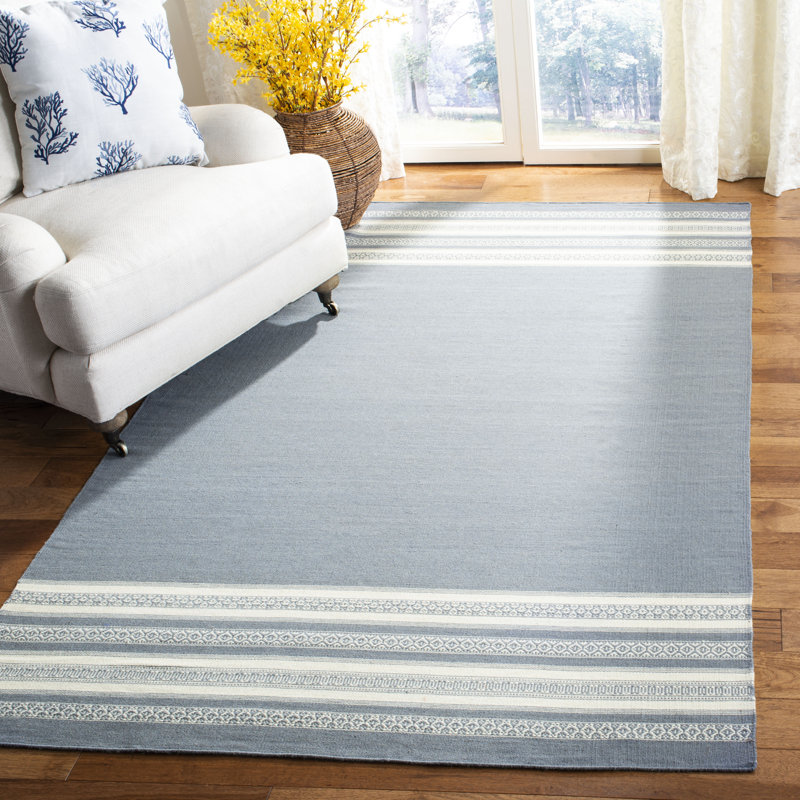 Tapis gris en laine et coton tissé à la main Rodgers, Rectangle 4 pi x 6 pi