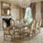 Glass Top Solid Wood Base Dining Table