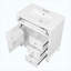 Meuble-lavabo autoportant de 30 po avec lavabo en céramique, tiroir escamotable, 3 tiroirs et armoire de rangement, bois massif et panneau de fibres à densité moyenne, blanc