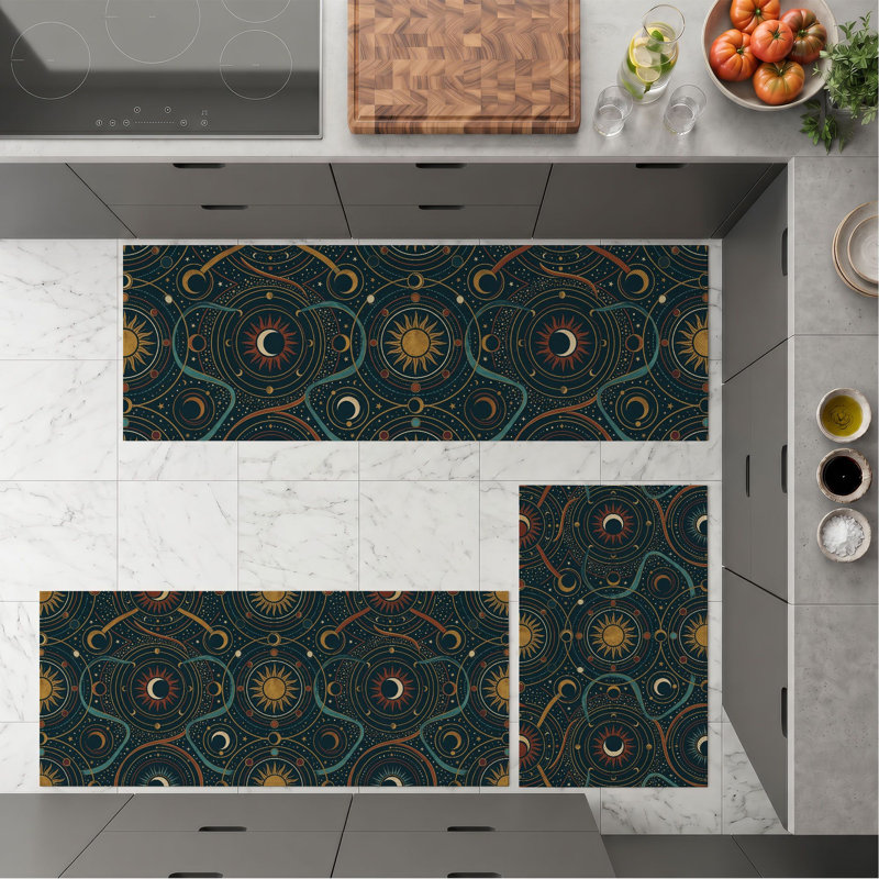 Tapis de cuisine lavables antidérapants Celestial Swirls