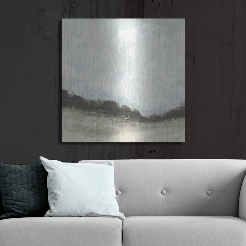  «In The Field Square 2 Neutral» par Cheryl Warrick, art mural en métal, 36 po x 36 po, H 36 po x l 36 po