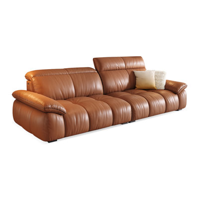Causeuse-coussin modulaire en cuir véritable brun