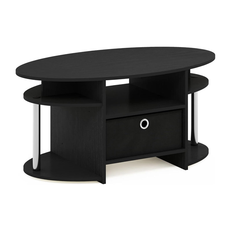 Table basse avec tablettes et tiroir à casiers de rangement Modern Modern, Americano; noir