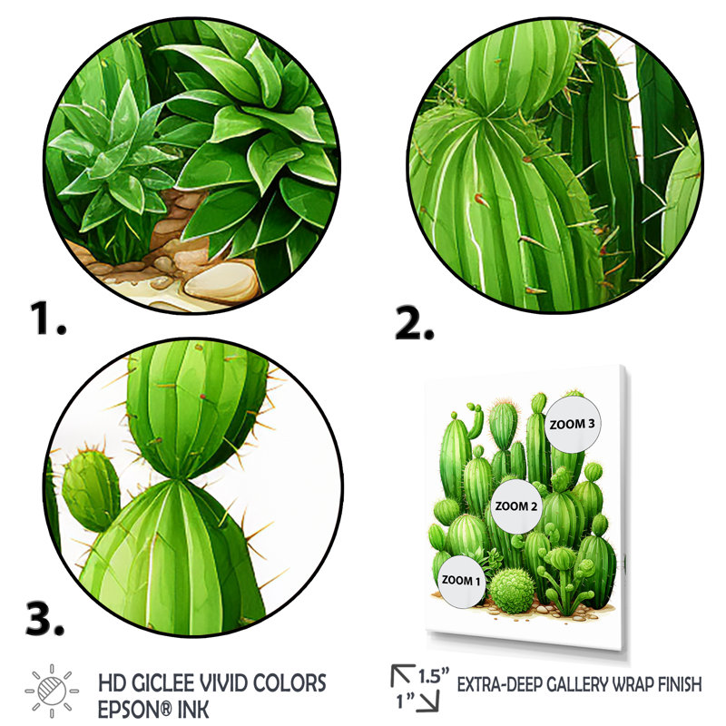 Cactus vert, désert I, Cadre simple noir, H 20 po x l 12 po x P 1 po