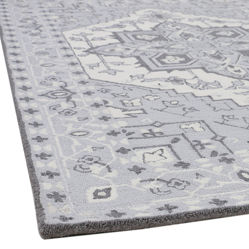 Rowe Medallion Oriental Area Rug in Blue/Gray/Ivory, Runner 2'6" x 7'
