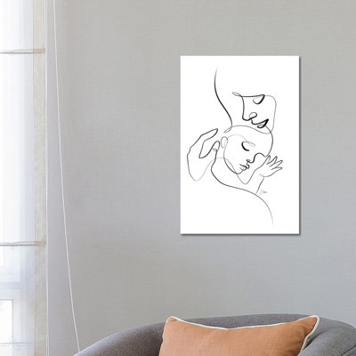 Newborn Nursery One Line Drawing by Dane Khy - Wrapped Canvas Print
