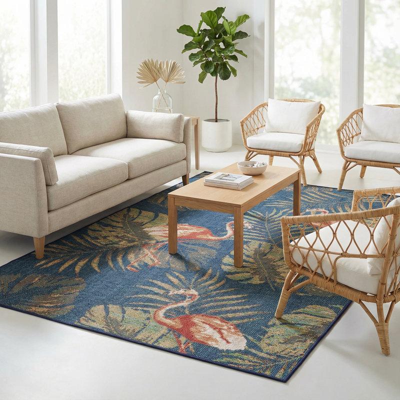 Tapis intérieur / extérieur bleu marine Rolla, Rectangle 3 pi 11 po x 5 pi 11 po