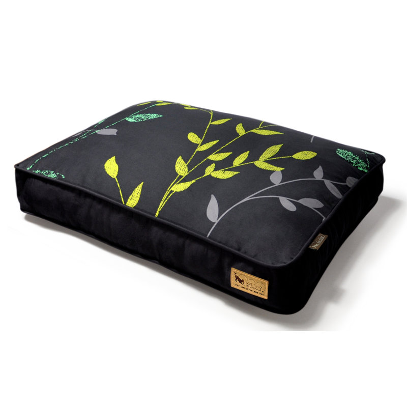 Greenery Rectangular Dog Pillow Bed, Small (28" W x 20" D x 4" H), Slate Grey / Dark Grey