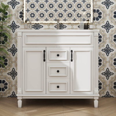 Meuble-lavabo autoportant 36 po avec lavabo 36 po et 2 portes à fermeture silencieuse