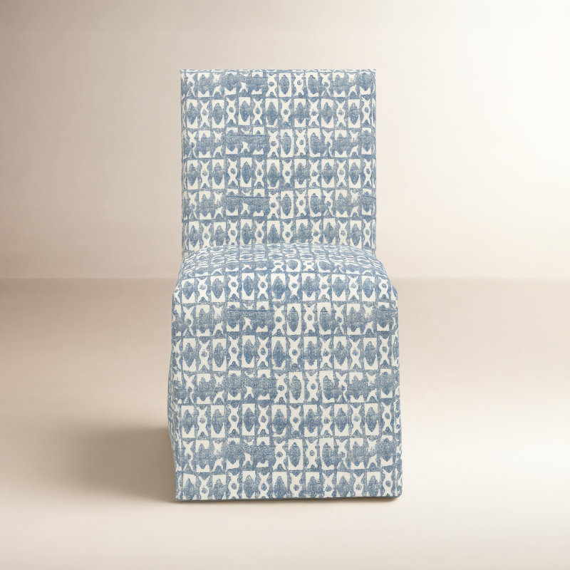 Silvia Cotton Parsons Chair, Texture Block Blue