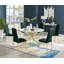 Tierra Modern Chrome Metal & Marble Effect Round Dining Table Set with 6 Quilted Velvet Dining Chairs-88388493-88388490