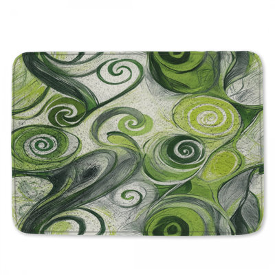 Green Swirl Abstract Bath Mat