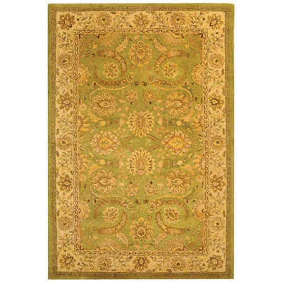 Tapis oriental vert / ivoire en laine / coton / latex touffeté à la main Dunbar