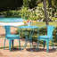 Ensemble de table et de chaises d'extérieur en fer forgé, couleur turquoise, revêtement en poudre, 3 pièces.