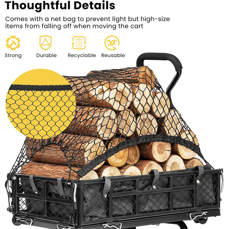 Heavy Duty Black Steel Garden Cart with Pneumatic Wheels