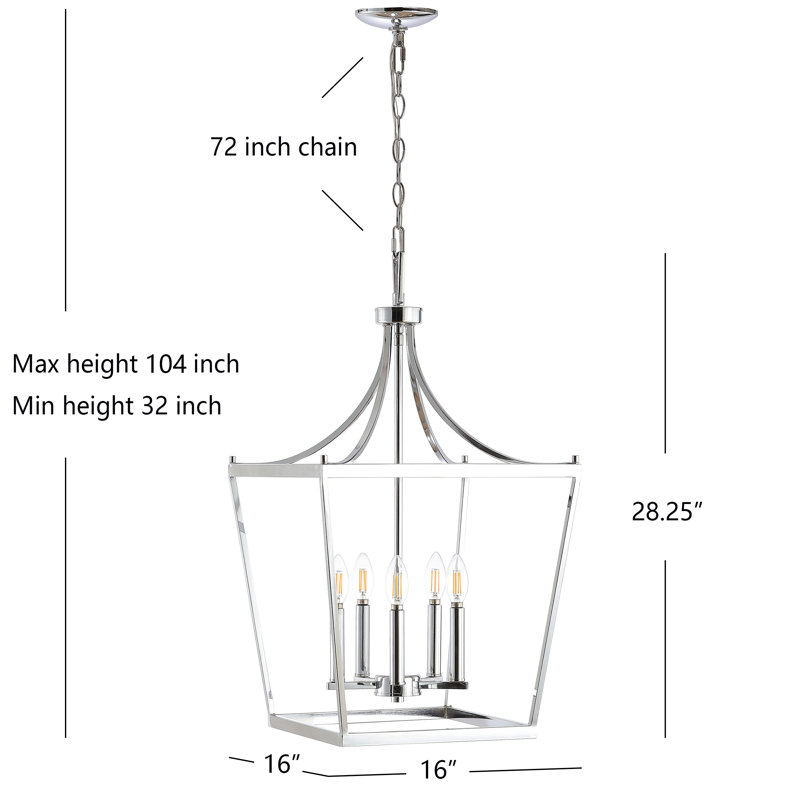 Lustre géométrique à 5 lumières Naranjo, Chrome poli