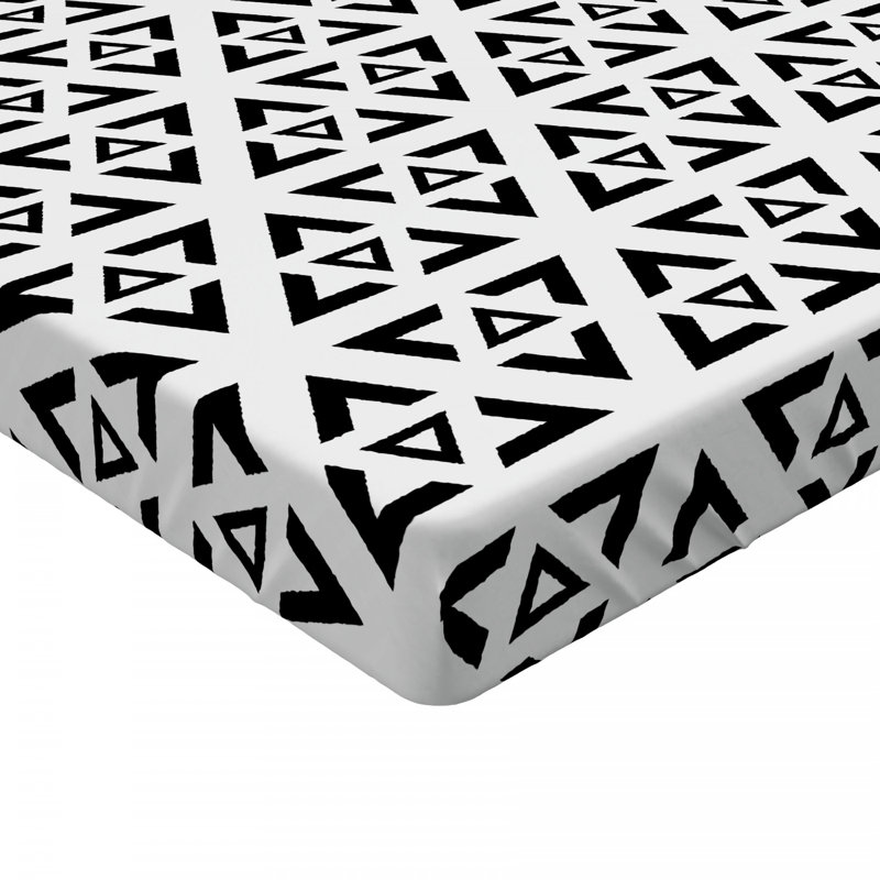 Twin Black and White Geometric Microfiber Fitted Sheet