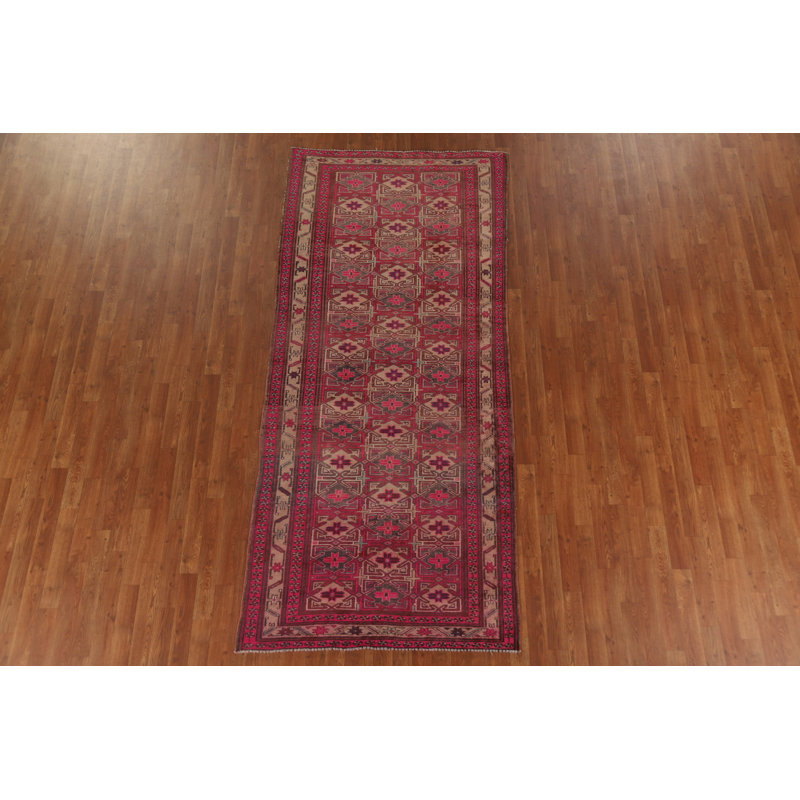 Tapis de couloir géométrique en laine 4 x 9