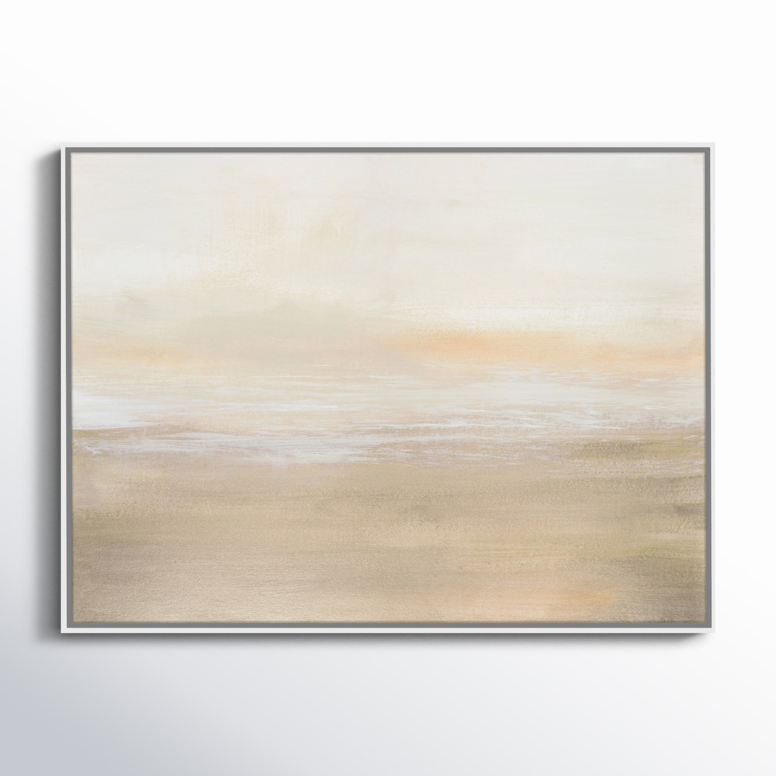 Morning Calm - Floater Frame Painting on Canvas, White Framed, 30" H x 40" W x 2" D