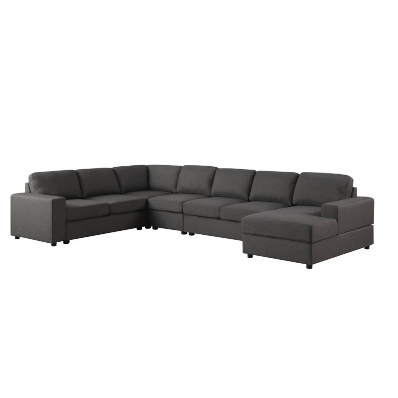 Canapé modulaire réversible de 146 po de largeur Harwich, Mélange de lin gris
