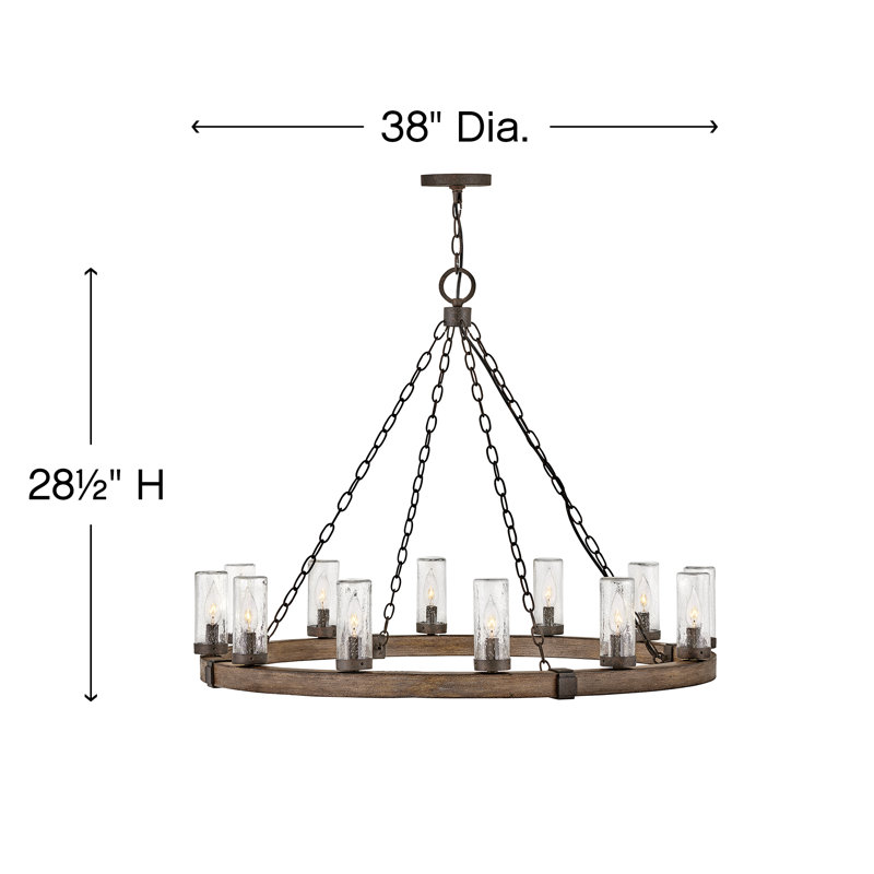Sawyer 12 -Bulb 28.5" H Outdoor Chandelier, Sequoia