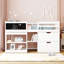 Lit mezzanine bas simple Maja avec tiroirs de rangement, tablettes et tableau noir pour enfants-840025325