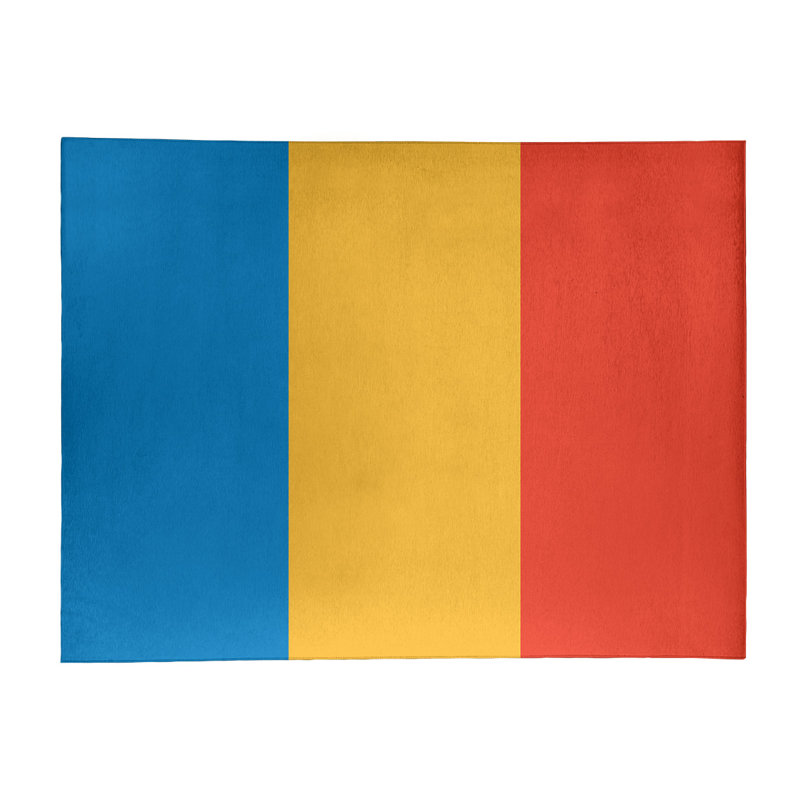 Tapis bleu/jaune/rouge rayé, Rectangle 9 pi x 12 pi